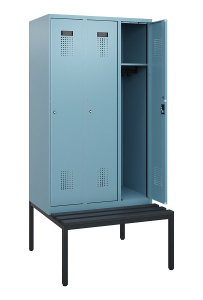 C+P Spind Evolo PLUS, 3 Abteile, 1950x900x815mm, 0010/0010, Zylinderschloss, Material Sitzfläche Kunststoff, Sitzbank, 0490505-30 S10102