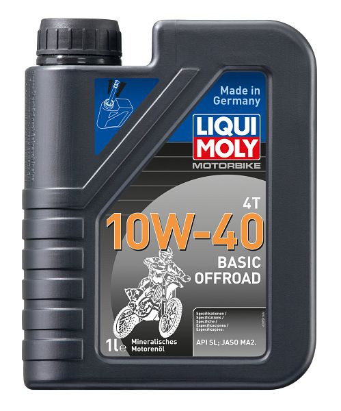 LIQUI MOLY Motoröl Motorbike 4T 10W-40 Basic Offroad, Kanister Kunststoff, VE: 1 Liter, 3059