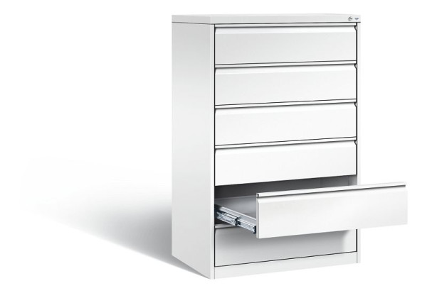 C+P Karteischrank Acurado, H1357xB787xT590mm, Farbe: Verkehrsweiß, Griffleiste, 12936-323 S10081