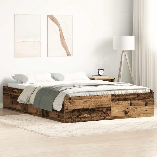 vidaXL Bettgestell ohne Matratze Altholz-Optik 120x200cm Holzwerkstoff, 3328834