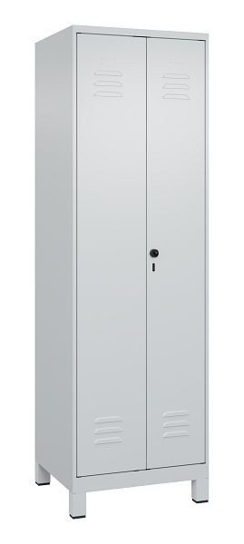 C+P Umkleidespind Classic PLUS, Doppel-Spind, Füße, 2 Abteile, 1950x600x500mm, 7035/7035, Drehriegel, 080012-20P S10015