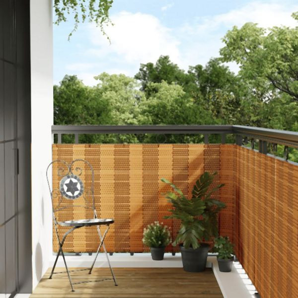 vidaXL Balkon-Sichtschutz Hellbraun 600x90 cm Poly Rattan, 156275