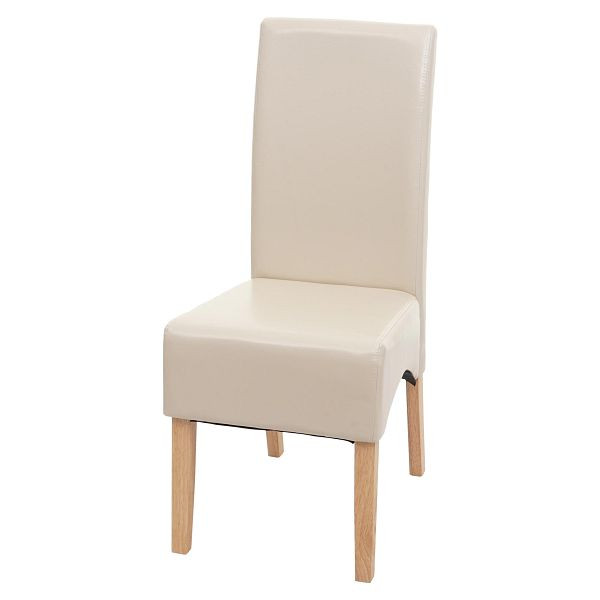 Mendler Esszimmerstuhl Latina, Küchenstuhl Stuhl, Leder, creme, helle Beine, 74541