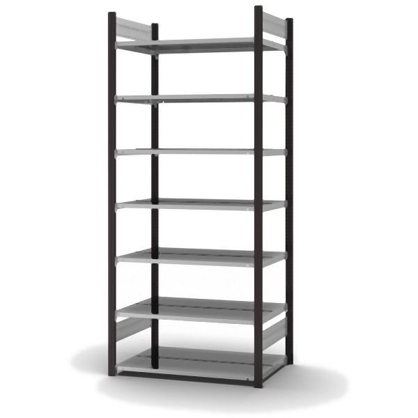 hofe Grundregal, zerlegt, 7 Böden 2350 x 600 x 1000 mm, verzinkt Stützprofile - anthrazitgrau/RAL 7016, HAG23610DA