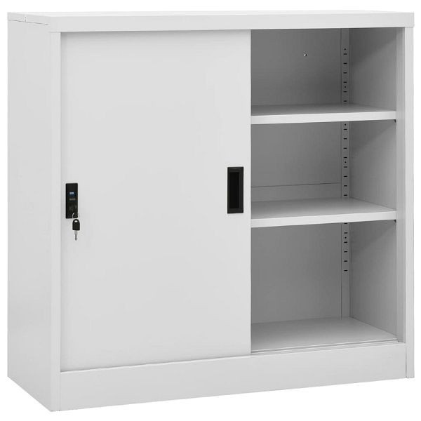vidaXL Büroschrank mit Schiebetür Hellgrau 90x40x90 cm Stahl, 335951