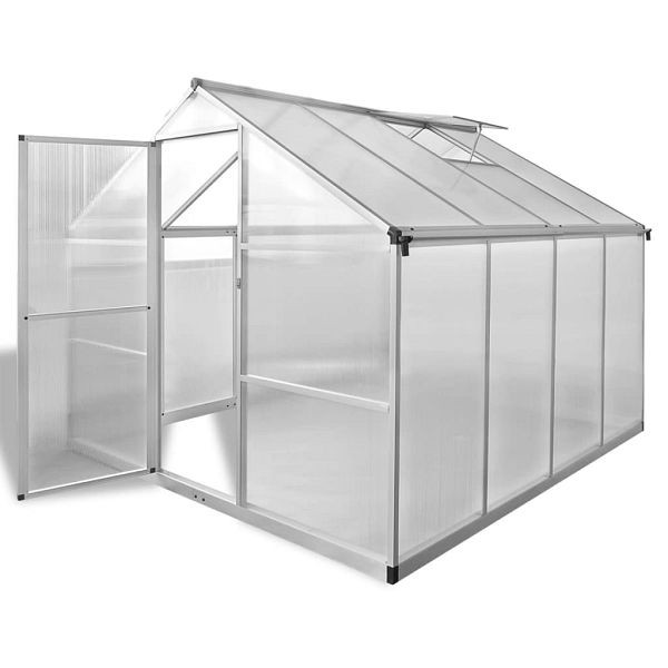 vidaXL Gewächshaus mit Fundament Verstärkt Aluminium 6,05 m², 41318