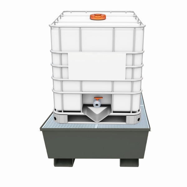 Eichinger Industrie Auffangwanne mit konischen Seitenwänden, mit Gitterrost, 1 x IBC enzianblau, 30102000000971