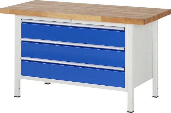 RAU Werkbank Serie 8000 - Modell 8357, B1500 x T700 x H840 mm, Systemunterbau B1235 x T650 x H800 mm, 03-8357A2-157B4S.11