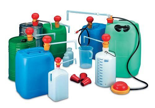 DENIOS OTAL-Handpumpe Mini aus Polypropylen für schwache Säuren und Laugen, 4 l/min, 179487