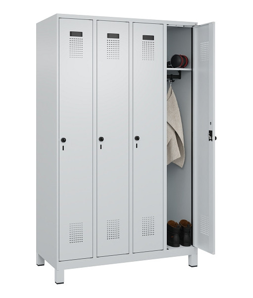 C+P Spind Evolo PLUS, mit Füßen, 4 Abteile, 1950x1200x500mm, 7035/7035, Verschluss Drehriegel, Ablageböden 4, 049010-40 S10013