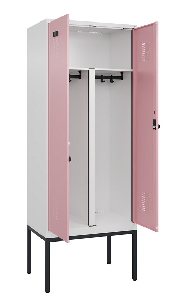 C+P PSA Doppel-Spind Evolo PLUS, Gestell, 2 Abteile, 2120x800x500mm, 9016/3015, Drehriegel, 0490327-22P S10018