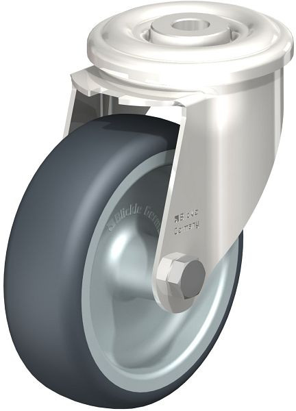 Blickle LEXR-TPA 102G Edelstahl-Lenkrolle mit Rückenloch, Thermoplastisches Gummi-Elastomer, Grau, 621185