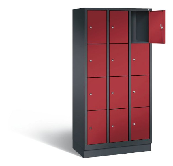 C+P Schließfachschrank Evolo, H1800xB900xT500mm, Farbe: Schwarzgrau / Rubinrot, 48020-304 S10006