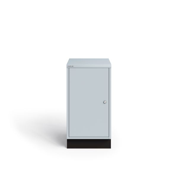 Bisley MultiDrawer, 29er Serie, abschließbare Flügeltüre mit Sockel, Türanschlag rechts,Farbe lichtgrau, LS29R645