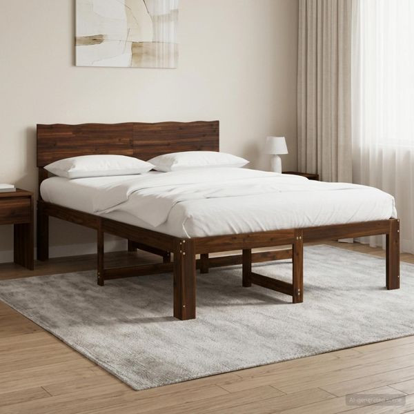 vidaXL Doppelbettgestell mit Kopfteil ROSTOCK Dunkelbraun 140 x 190 cm, 903365