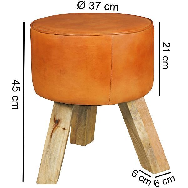 Wohnling Design Sitzhocker Holz 37x45x37 cm Modern Fußhocker Rund WL5 ...