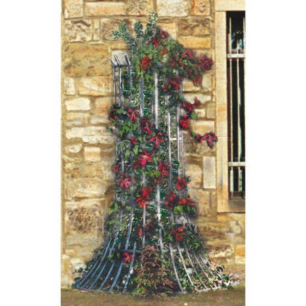 Stein HGS Rankgitter aus Flachstahl, Wandmontage, RG6 ohne Farbe, außen Ø1250mm/innen Ø 500mm/Höhe: 1900mm, 13403