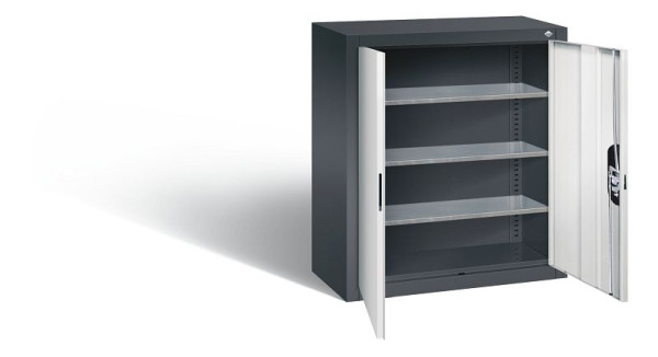 C+P Hängeschrank Serie 13, H830xB700xT300mm, Farbe: Schwarzgrau / Lichtgrau, Muldengriff, 134013-22 S10174
