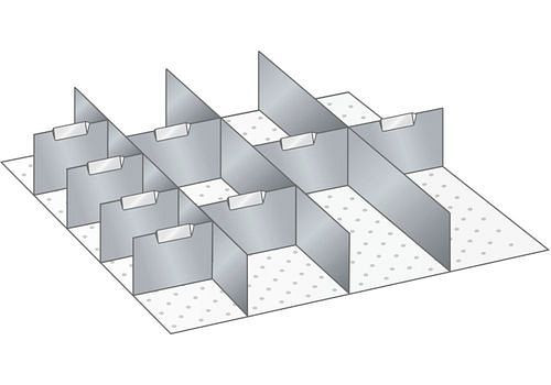 DENIOS Schlitzwände und Trennbleche (BxTxFH) 500x600x75mm, 11 Trennwände, 293831
