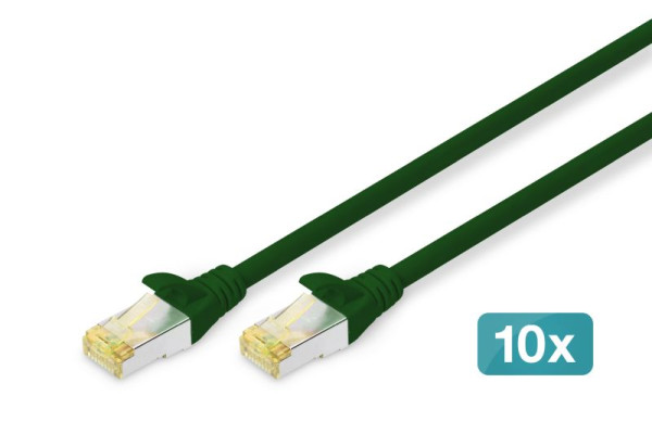 DIGITUS CAT 6A S-FTP Patchkabel, Cu, LSZH AWG 26/7, Länge 0,25 m, grün, VE: 10 Stück, DK-1644-A-0025-G-10