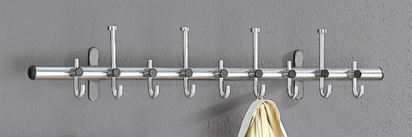 Kerkmann Wandgarderobe Arte, 9 Haken, B 1150 x T 160 x H 180 mm, Edelstahl, 33687081