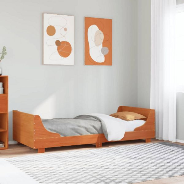 vidaXL Massivholzbett ohne Matratze Wachsbraun 75x190 cm Kiefernholz, 850793