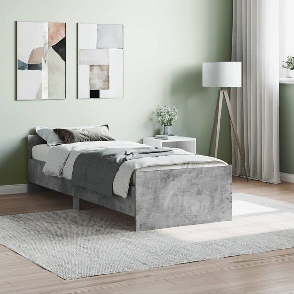 vidaXL Bettgestell Betongrau 75x190 cm Holzwerkstoff, 835949
