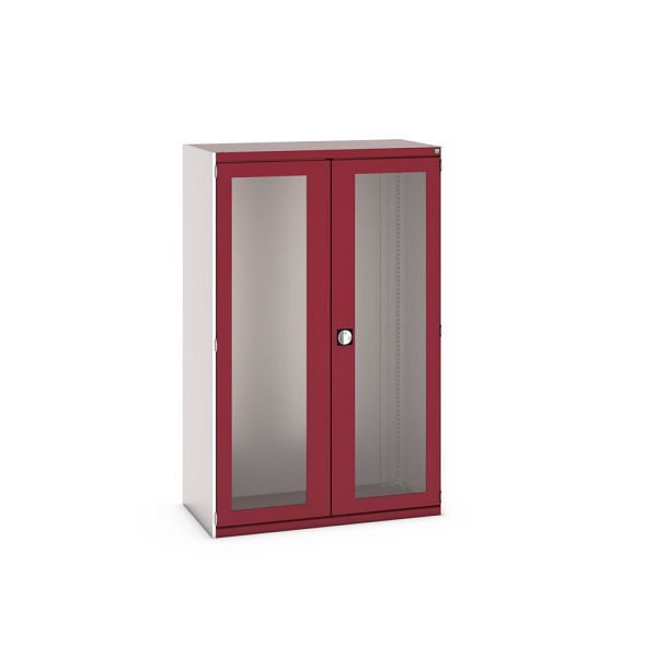 bott cubio Sichtfensterschrank, BxTxH: 1300x650x2000mm, RAL 7035/3004, Purpurrot, 40022023.24V