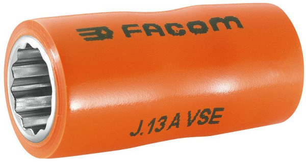 Facom Steckschlüssel, isoliert bis 1000 V, Antrieb Innenvierkant 10 mm (3/8"), Abtrieb OGV-Zwölfkant-Profil, SW 10 mm, J.10AVSE