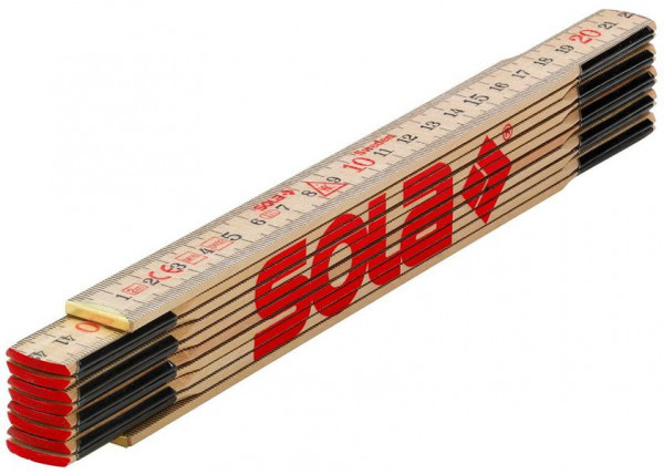 Sola Holz-Meterstab 2 m H 2/10 natur, EG-Klasse 3, VE: 50 Stück, 53010101