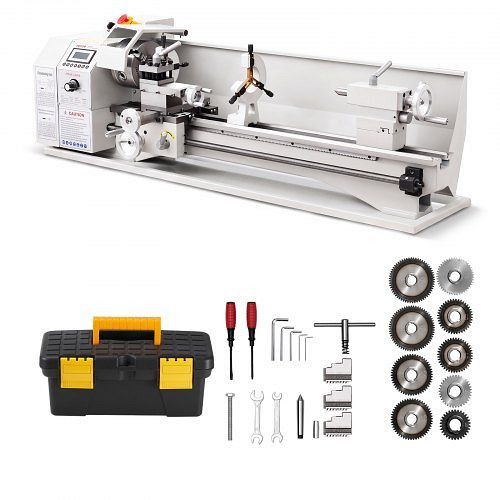 VEVOR Metalldrehmaschine 220 x 762 mm 1100 W Werkstätten, 8 Metrischen 0,5-2,5 mm, 8 Zölligen Gewinden 10-44 TPI, Werkzeugkasten, TMSJSCC8730I74RIK001V2