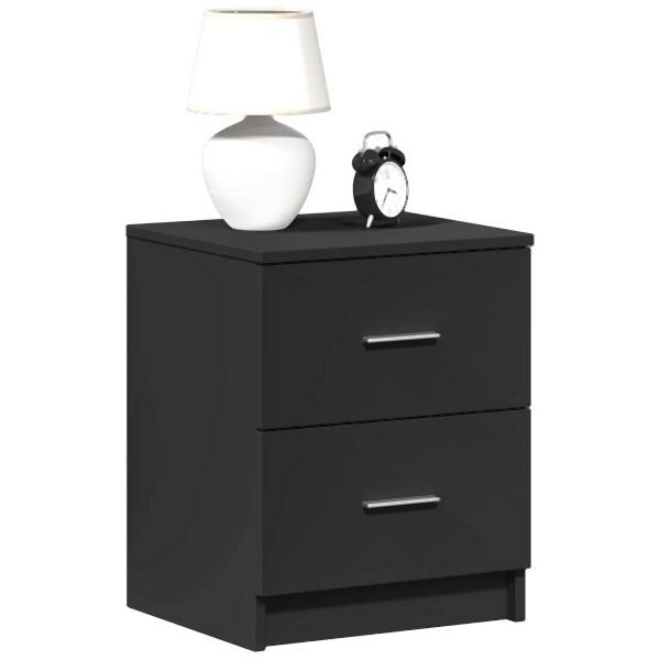vidaXL Nachttisch mit 2 Schubladen Schwarz 40x36x50 cm, 858787