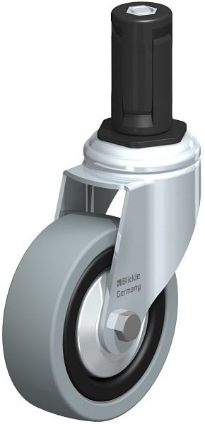 Blickle LKRA-VPA 101G-11-FA-ER14 Apparate-Lenkrolle mit Expander, Vollgummi, Grau, 848195