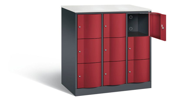 C+P XL-Schließfachschrank Resisto, H1255xB1148xT640mm, Farbe: Schwarzgrau / Rubinrot, 8573-373 S10127