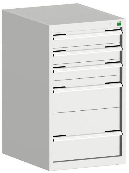bott cubio Schubladenschrank bestückt mit 5 Schubladen BxTxH: 525 x 650 x 900 mm, RAL 7035, 40018045.16V