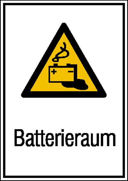 SafetyMarking Warn-Kombischild, Batterieraum, BxH 13,1x18,5 cm, Folie, selbstklebend, 21.1247