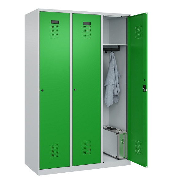 C+P Spind Evolo PLUS, 3 Abteile, 1850x1200x500mm, 7035/6037, Verschluss Zylinderschloss, Ablageböden 3, 049000-32 S10038