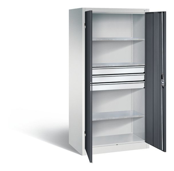 C+P Werkzeugschrank Acurado, H1950xB930xT600mm, Farbe: Lichtgrau / Schwarzgrau, Muldengriff, 8922-5030 S10120