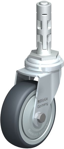 Blickle LRA-TPA 75K-FK-E01 Apparate-Lenkrolle mit Expander, Thermoplastisches Gummi-Elastomer, Grau, 688911