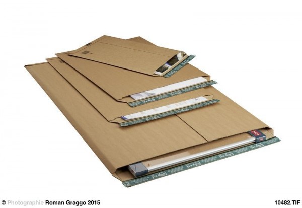 Progress Packaging PP_W01.04 MAILER Versandtasche aus Wellpappe braun mit SK-Verschluß und Aufreißfaden, VE: 100 Stück, 235/337, 000081