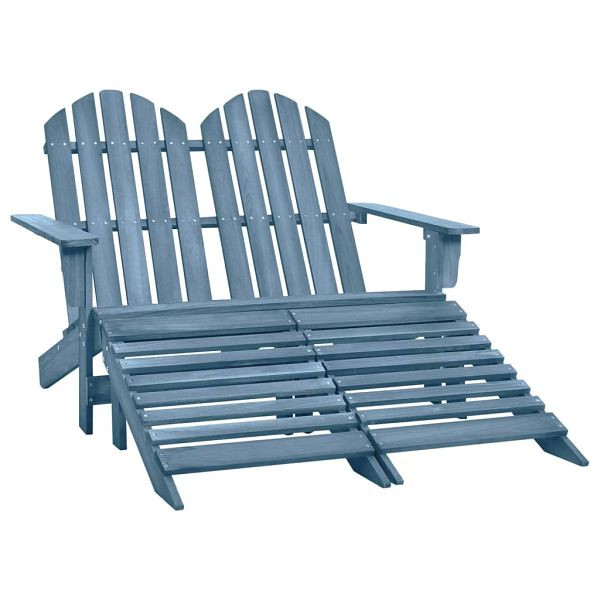 vidaXL Adirondack-Gartenbank 2-Sitzer mit Fußteil Tannenholz Blau, 315915