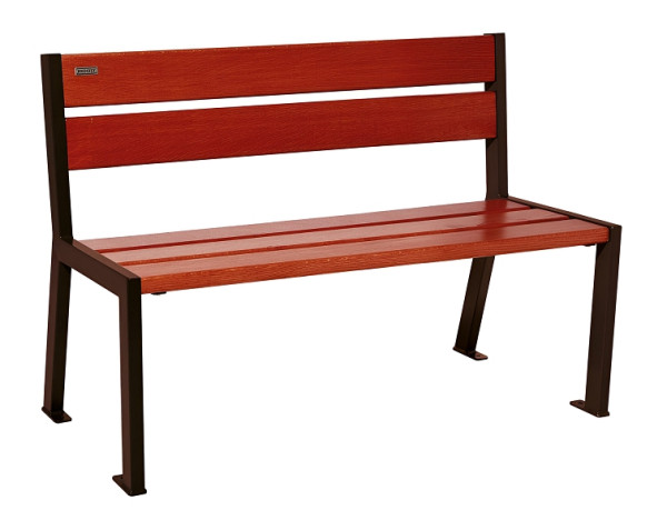 Procity Sitzbank Silaos 5 Holzlatten, 1200 mm, Ohne Armlehne, Holz & Stahl, Mahagoni/RAL 8017, 209501.8017.ACAJ