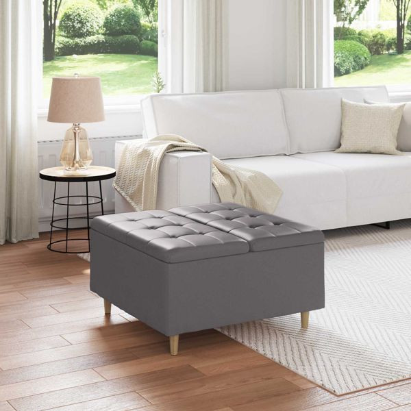 vidaXL Aufbewahrungsottomane Grau 80 x 80 x 45 cm Kunstleder, 876845