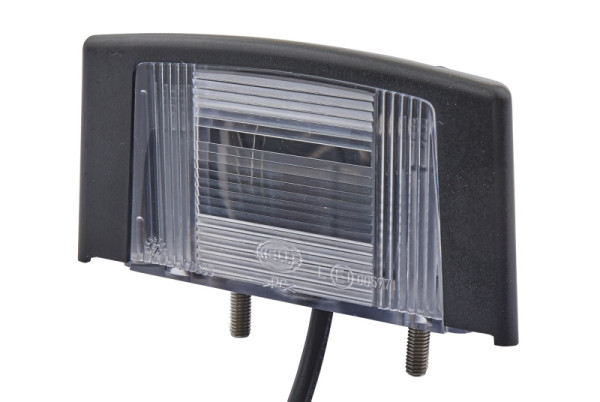 HELLA Kennzeichenleuchte, Halogen, 24V, Anbau/geschraubt, Lichtscheibenfarbe: glasklar, Kabel: 500mm, Stecker: EASYCONN, seitlicher Anbau, 2KA 340 828-001