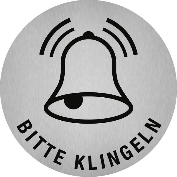 Moedel Piktogramm Bitte klingeln, Edelstahl, selbstklebend, Ø 50 mm, 52503