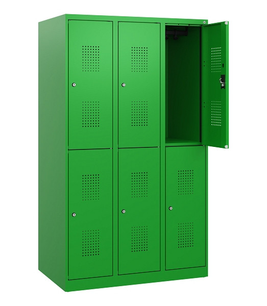 C+P Doppelstöckiger Spind Evolo PLUS, 6 Fächer, 1530x900x500mm, 6037/6037, Zylinderschloss, 0493005-30 S10077