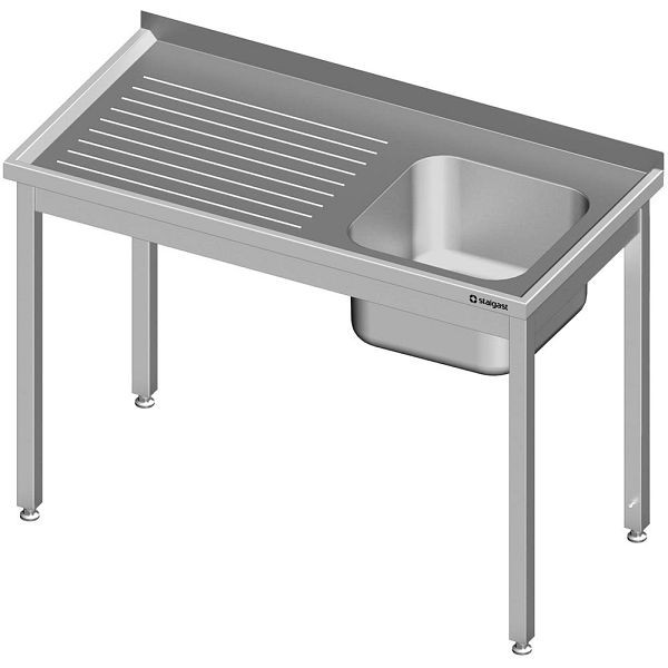 Stalgast Spültisch ohne Grundboden 1100x700x850 mm, mit einem Becken rechts, mit Aufkantung, verschweißt, VST11720RA