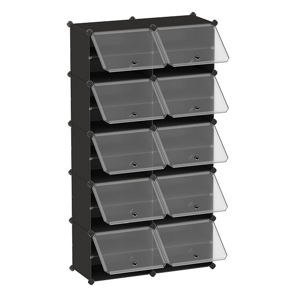 SONGMICS Schuhregal, Schwarz, 83x32x152 cm, LPC035B01