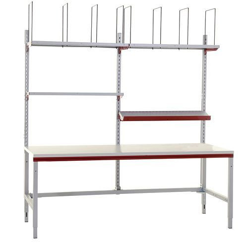 Rocholz Komplettpackplatz Basic SYSTEM FLEX, 2000 x 800 x 690 - 960 mm, Weißaluminium/Rubinrot, 309379