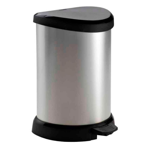 STEIN HGS Treteimer Decobin, 15 Liter, silber, schwarz, Recyceltes Kunststoff, 84041.0001